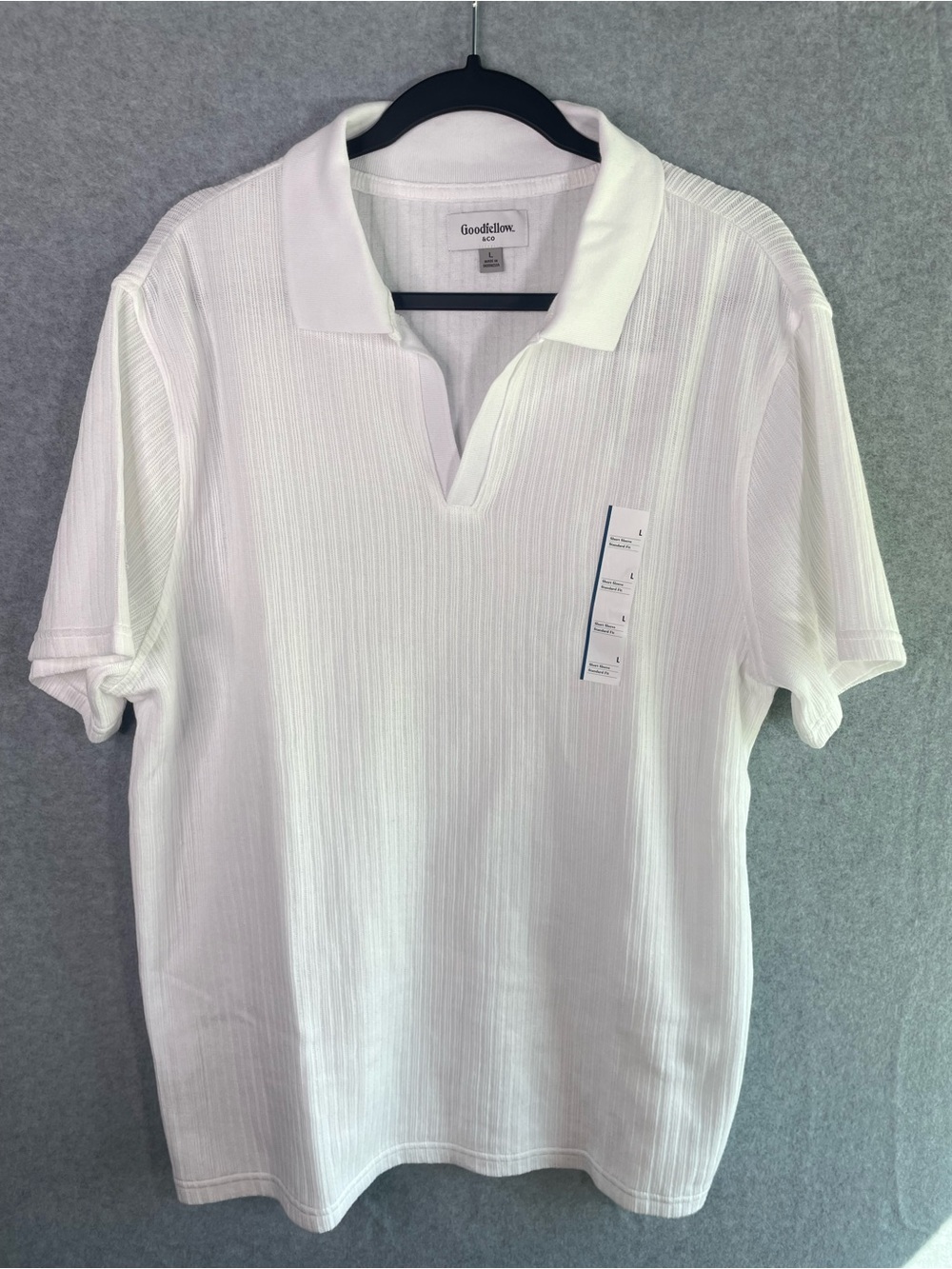 Goodfellow & Co White Ribbed V‑Notch Polo Shirt